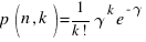 p(n,k) = 1/{k!} gamma^k e^{-gamma}